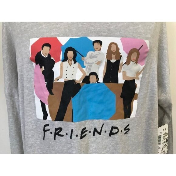 FRIENDS Long Sleeve Tee Shirt Womens Size Large Gray TV Show Series NWT - Picture 2 of 8